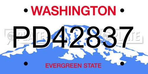 PD42837 Washington License Plate