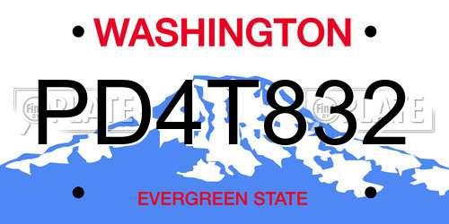 PD4T832 Washington License Plate