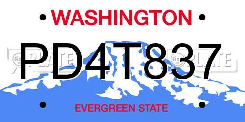 PD4T837 Washington License Plate