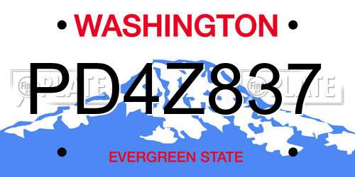PD4Z837 Washington License Plate