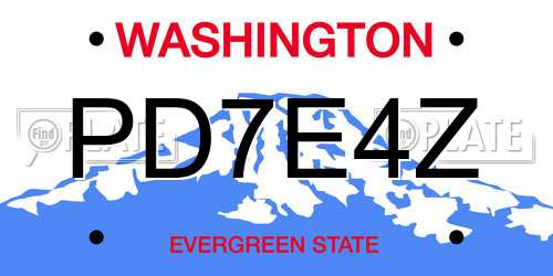 PD7E4Z Washington License Plate