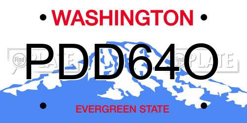 PDD64O Washington License Plate