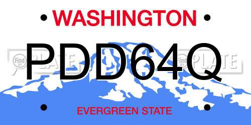PDD64Q Washington License Plate