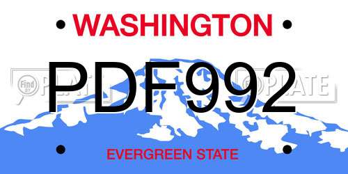 PDF992 Washington License Plate