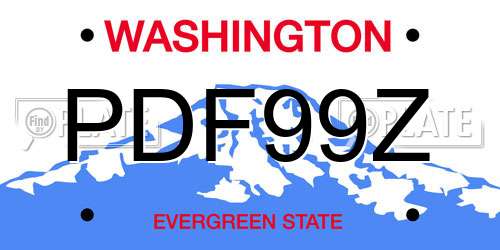PDF99Z Washington License Plate