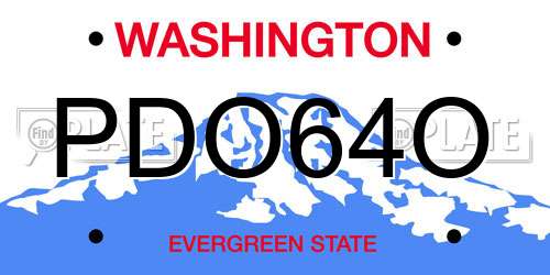 PDO64O Washington License Plate