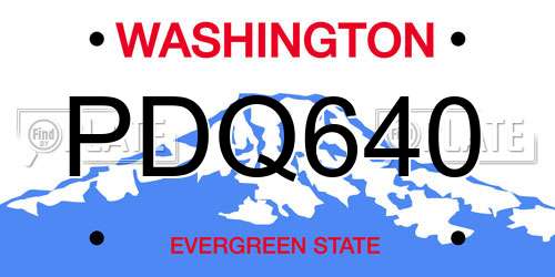 PDQ640 Washington License Plate
