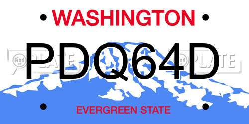 PDQ64D Washington License Plate