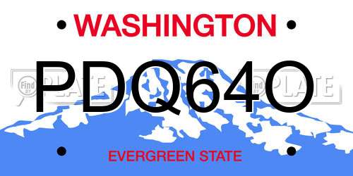 PDQ64O Washington License Plate