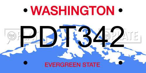 PDT342 Washington License Plate