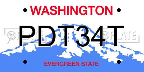 PDT34T Washington License Plate