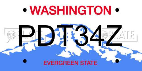PDT34Z Washington License Plate