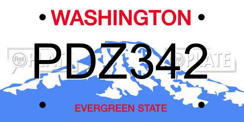 PDZ342 Washington License Plate