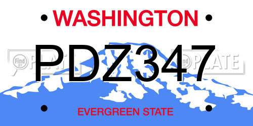PDZ347 Washington License Plate