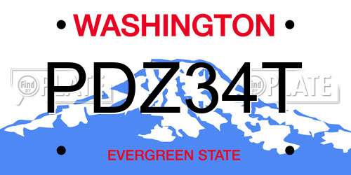 PDZ34T Washington License Plate