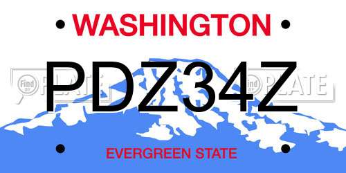 PDZ34Z Washington License Plate