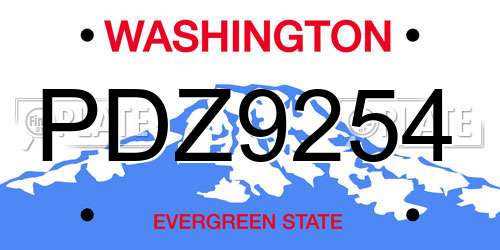 PDZ9254 Washington License Plate
