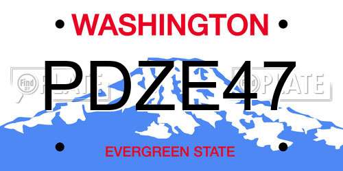 PDZE47 Washington License Plate