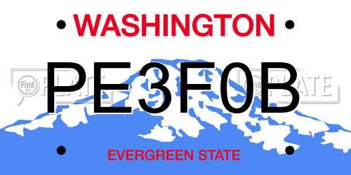 PE3F0B Washington License Plate