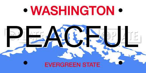 PEACFUL Washington License Plate