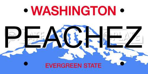 PEACHEZ Washington License Plate