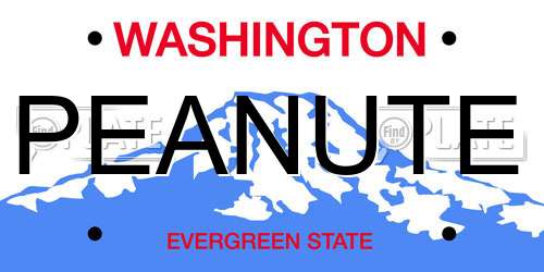 PEANUTE Washington License Plate