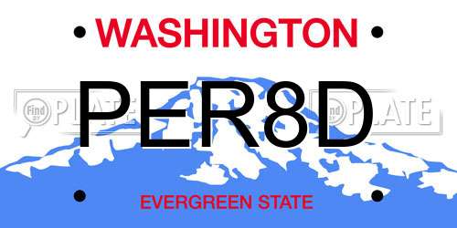 PER8D Washington License Plate