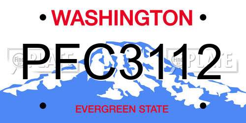 PFC3112 Washington License Plate