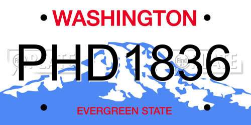 PHD1836 Washington License Plate