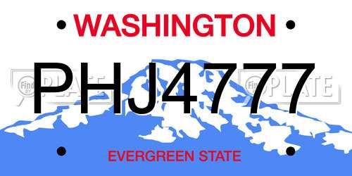 PHJ4777 Washington License Plate