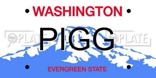PIGG Washington License Plate