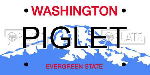 PIGLET Washington License Plate