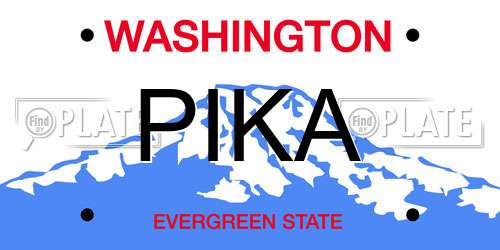 PIKA Washington License Plate