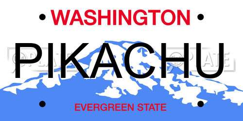 PIKACHU Washington License Plate