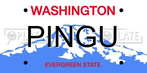 PINGU Washington License Plate