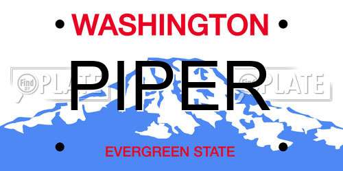PIPER Washington License Plate