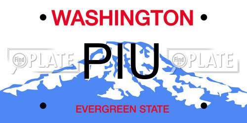 PIU Washington License Plate