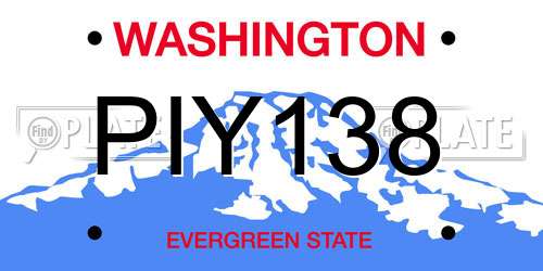 PIY138 Washington License Plate