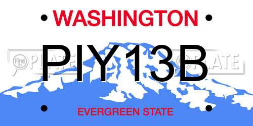 PIY13B Washington License Plate