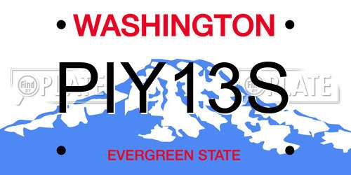 PIY13S Washington License Plate