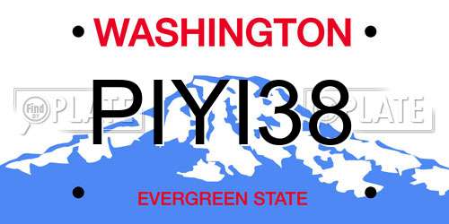 PIYI38 Washington License Plate