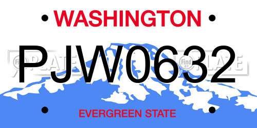 PJW0632 Washington License Plate