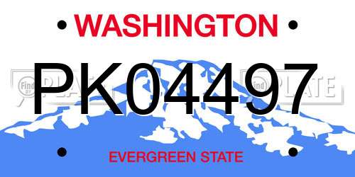 PK04497 Washington License Plate