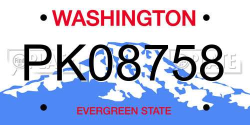PK08758 Washington License Plate
