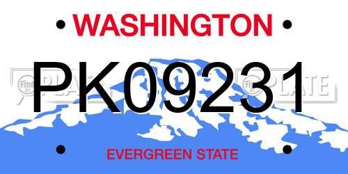 PK09231 Washington License Plate