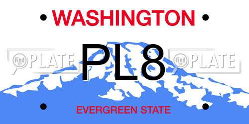 PL8 Washington License Plate