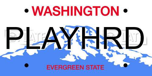 PLAYHRD Washington License Plate