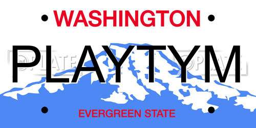 PLAYTYM Washington License Plate