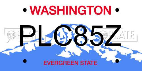 PLC85Z Washington License Plate
