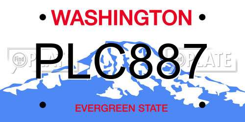 PLC887 Washington License Plate